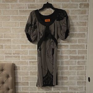 Voom Black Dress with Graphic Design